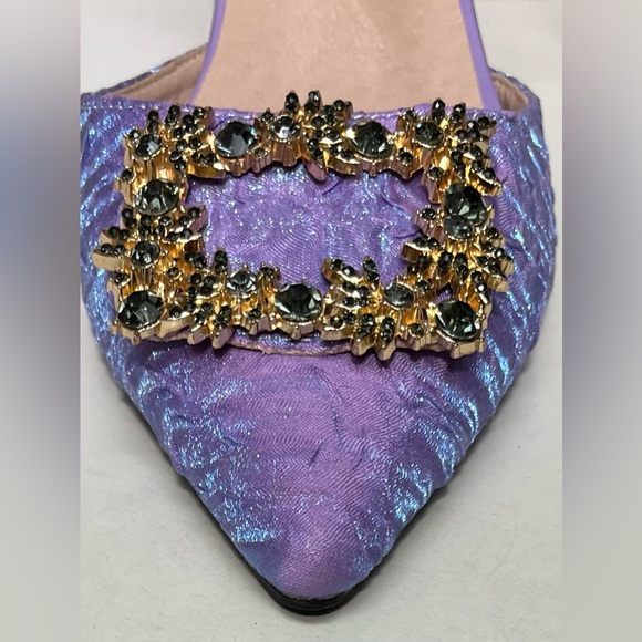 Purple Heels HJ Qianlang  Gold Buckle with Smoked Stones Size EU 40 - Picture 4 of 6